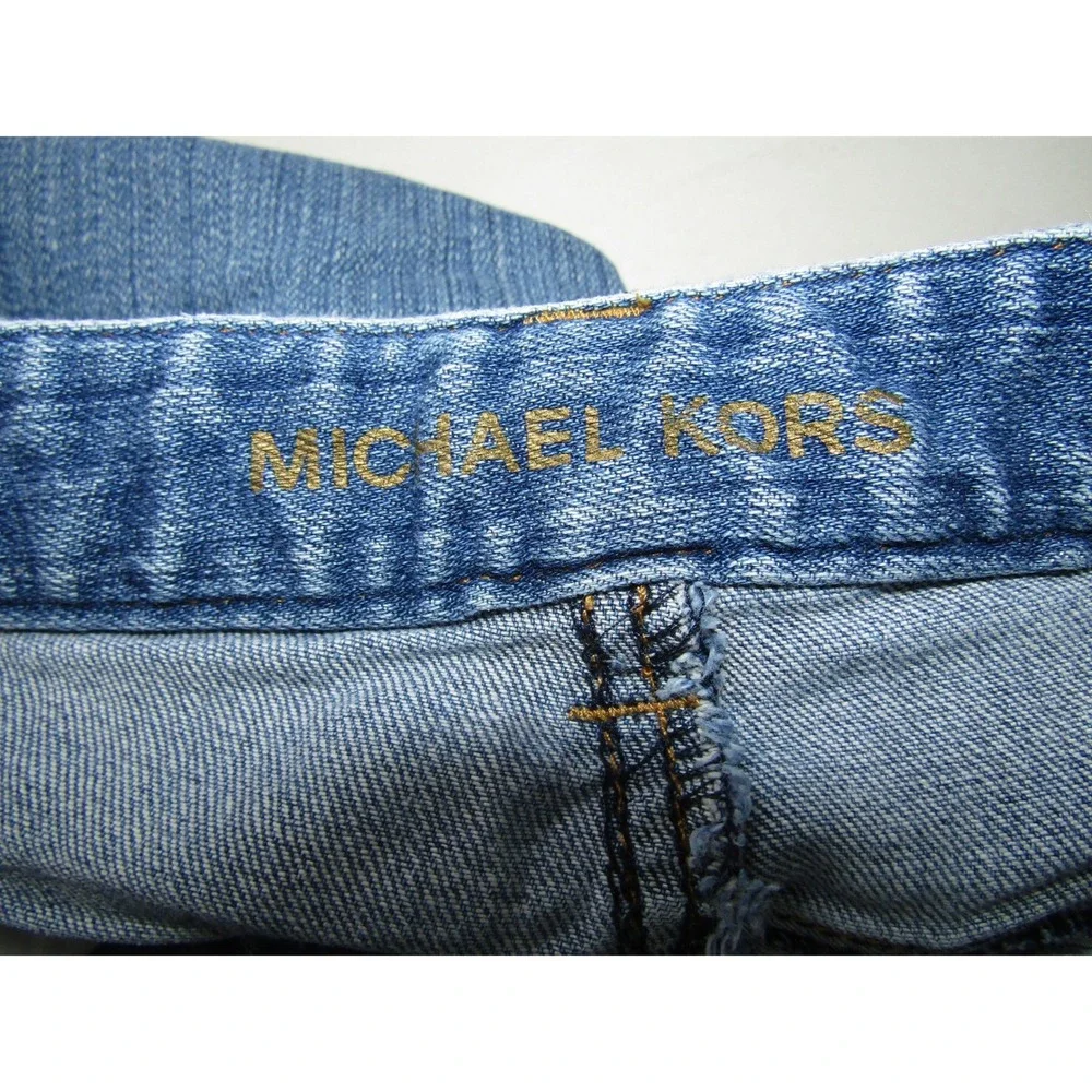 Michael Kors Womens Jeans‎ Blue Denim Studded Pockets Bootcut Cropped Size 12